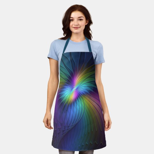Kleurrijk met blauwe, moderne Abstracte fractale k Schort (Gedragen)