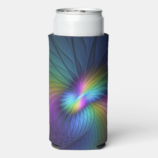 Kleurrijk met blauwe, moderne Abstracte fractale k Seltzer Blikjeskoeler (Seltzer Achterkant)