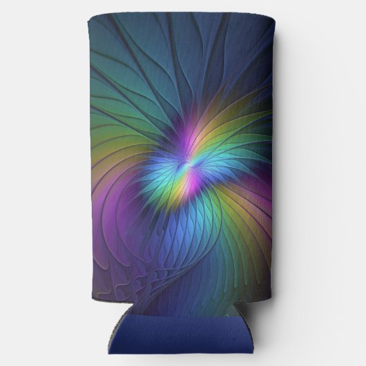 Kleurrijk met blauwe, moderne Abstracte fractale k Seltzer Blikjeskoeler (Achterkant)