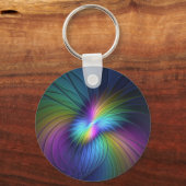 Kleurrijk met blauwe, moderne Abstracte fractale k Sleutelhanger (Voorkant)