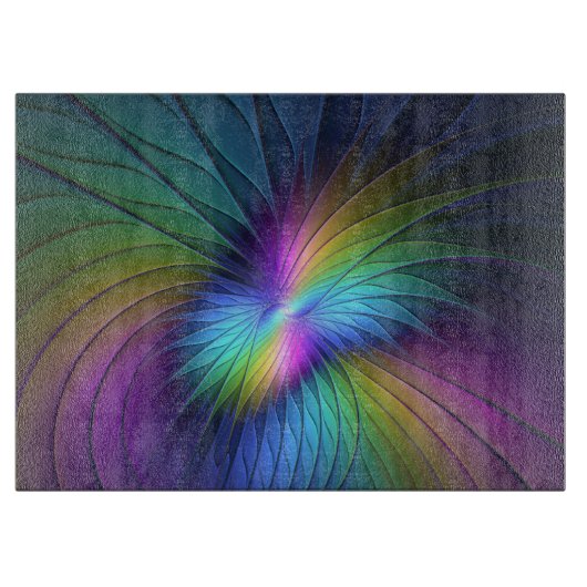 Kleurrijk met blauwe, moderne Abstracte fractale k Snijplank (Voorkant)