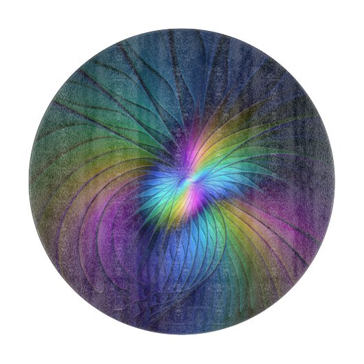 Kleurrijk met blauwe, moderne Abstracte fractale k Snijplank (Voorkant)