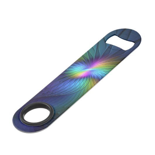 Kleurrijk met blauwe, moderne Abstracte fractale k Speed Flessenopener (Voorkant Gekanteld)