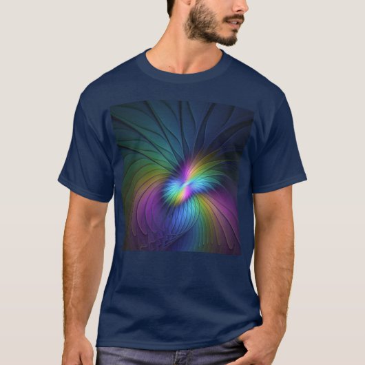 Kleurrijk met blauwe, moderne Abstracte fractale k T-shirt (Voorkant)