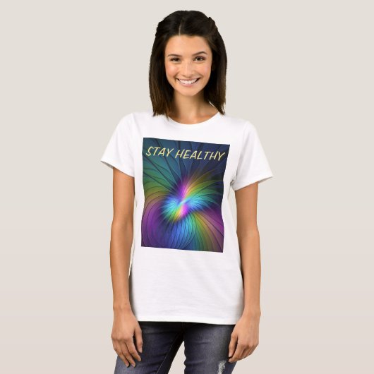 Kleurrijk met blauwe, moderne Abstracte fractale k T-shirt (Voorkant volledig)