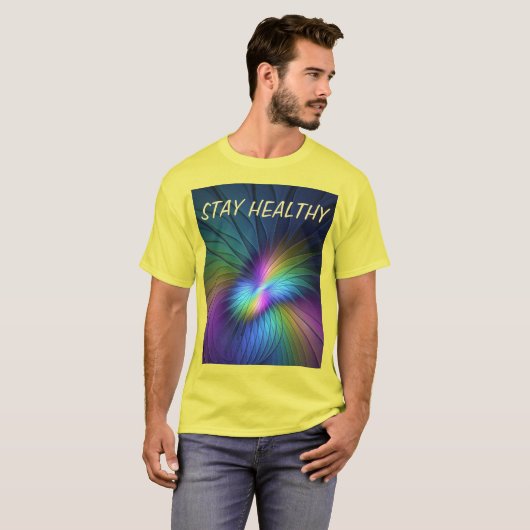 Kleurrijk met blauwe, moderne Abstracte fractale k T-shirt (Voorkant volledig)
