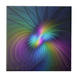 Kleurrijk met blauwe, moderne Abstracte fractale k Tegeltje