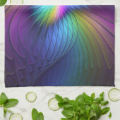 Kleurrijk met blauwe, moderne Abstracte fractale k Theedoek (Gevouwen)