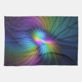 Kleurrijk met blauwe, moderne Abstracte fractale k Theedoek (Horizontaal)