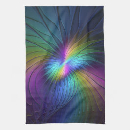 Kleurrijk met blauwe, moderne Abstracte fractale k Theedoek