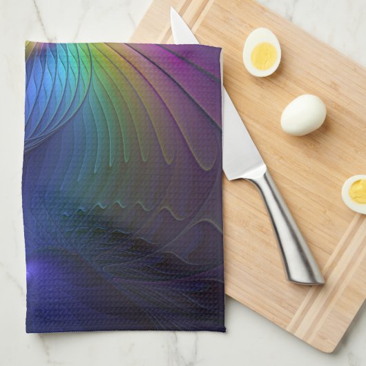 Kleurrijk met blauwe, moderne Abstracte fractale k Theedoek (Quarter Fold)