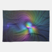 Kleurrijk met blauwe, moderne Abstracte fractale k Theedoek (Horizontaal)