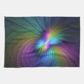 Kleurrijk met blauwe, moderne Abstracte fractale k Theedoek (Horizontaal)
