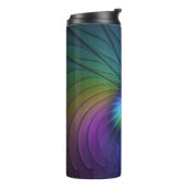 Kleurrijk met blauwe, moderne Abstracte fractale k Thermosbeker (Gedraaid links)