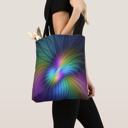 Kleurrijk met blauwe, moderne Abstracte fractale k Tote Bag (Dichtbij)