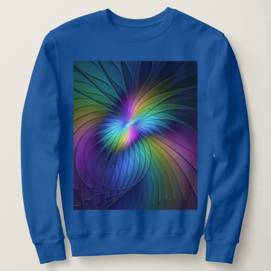 Kleurrijk met blauwe, moderne Abstracte fractale k Trui (Design voorkant)