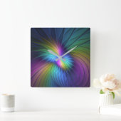 Kleurrijk met blauwe, moderne Abstracte fractale k Vierkante Klok (Huis)