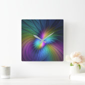 Kleurrijk met blauwe, moderne Abstracte fractale k Vierkante Klok (Huis)