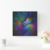 Kleurrijk met blauwe, moderne Abstracte fractale k Vierkante Klok (Huis)