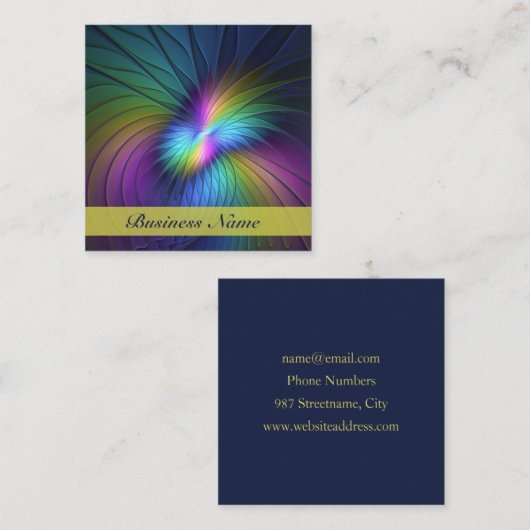 Kleurrijk met blauwe, moderne Abstracte fractale k Vierkante Visitekaartje (Voorkant / Achterkant)
