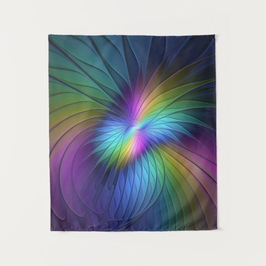 Kleurrijk met blauwe, moderne Abstracte fractale k Wandkleed (Voorkant)