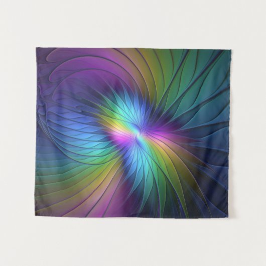 Kleurrijk met blauwe, moderne Abstracte fractale k Wandkleed (Voorkant (horizontaal))