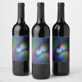 Kleurrijk met blauwe, moderne Abstracte fractale k Wijn Etiket (Flessen)