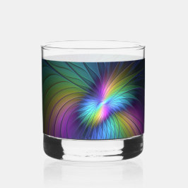 Kleurrijk met blauwe moderne abstracte fractale ku whisky glas