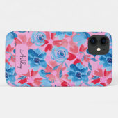 Kleurrijk met de hand geschilderd bloemmotief rood Case-Mate iPhone case (Achterkant (horizontaal))