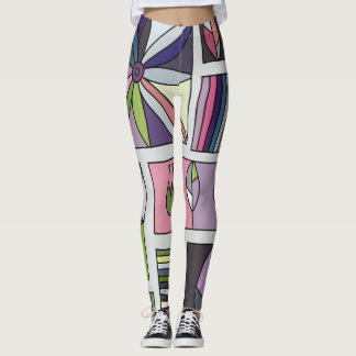 kleurrijk, met de hand getekend geometrisch patro leggings