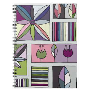  kleurrijk, met de hand getekend geometrisch patro notitieboek