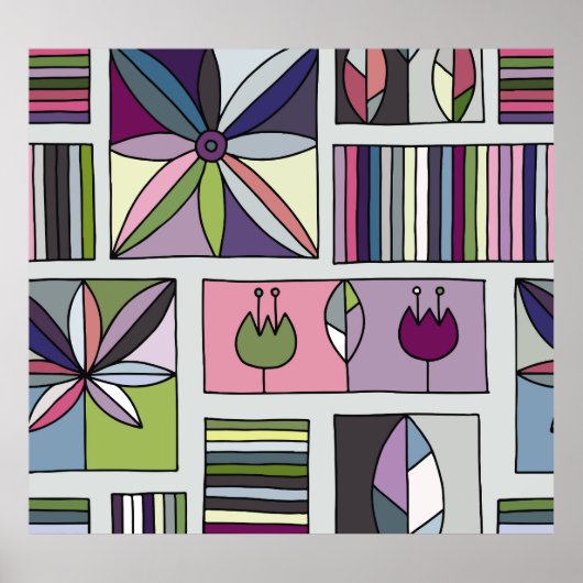  kleurrijk, met de hand getekend geometrisch patro poster (Voorkant)