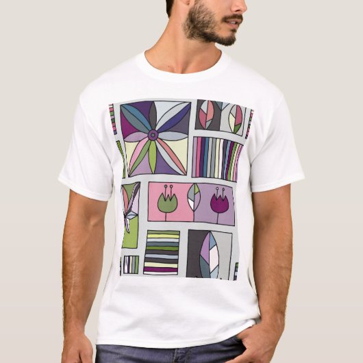 kleurrijk, met de hand getekend geometrisch patro t-shirt (Voorkant)