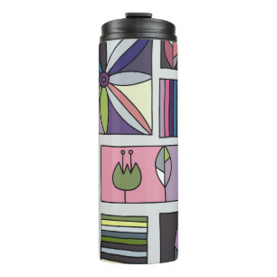 kleurrijk, met de hand getekend geometrisch patro thermosbeker