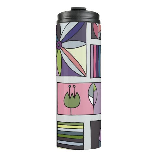 kleurrijk, met de hand getekend geometrisch patro thermosbeker (Voorkant)