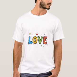 Kleurrijk met de hand getekend "LIEFDE" Doodle T-s T-shirt