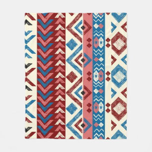 Kleurrijk met de hand getekend tribaal patroon fleece deken