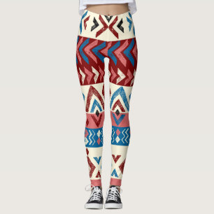 Kleurrijk met de hand getekend tribaal patroon leggings