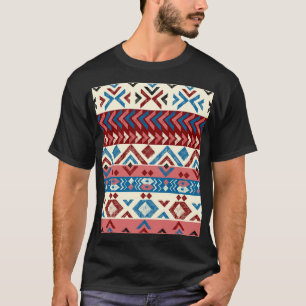 Kleurrijk met de hand getekend tribaal patroon t-shirt