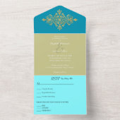 Kleurrijk met gouden bruiloft all in one uitnodiging (Binnen)