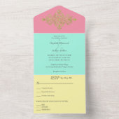 Kleurrijk met gouden bruiloft all in one uitnodiging (Binnen)