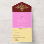 Kleurrijk met gouden bruiloft all in one uitnodiging (Binnen)