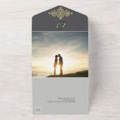 Kleurrijk met gouden bruiloft all in one uitnodiging (Buitenkant)