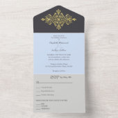 Kleurrijk met gouden bruiloft all in one uitnodiging (Binnen)