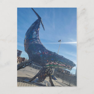 Kleurrijk Metalen Walvissculptuur Briefkaart