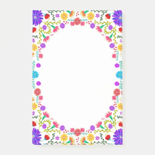 Kleurrijk Mexicaans Bloemenkader Fiesta Post-it® Notes (Voorkant)