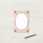 Kleurrijk Mexicaans Bloemenkader Fiesta Post-it® Notes (Op bureau)