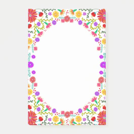 Kleurrijk Mexicaans Bloemenkader Fiesta Post-it® Notes (Voorkant)