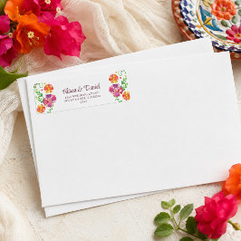Kleurrijk Mexicaans Bloemfeest Retouradres Etiket