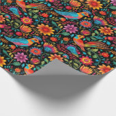Kleurrijk Mexicaans bloemmotief Cadeaupapier (Hoek)